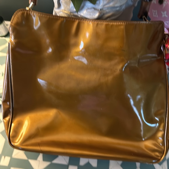 GUCCI Vintage 1970's Bamboo Shoulder Bag Enamel Bronzy/Gold - Picture 4 of 7